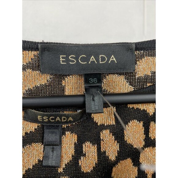 Escada x Margaretha Ley Leopard‎ Sweater Cardigan Set Tank Camisole EU 36 - Picture 7 of 9